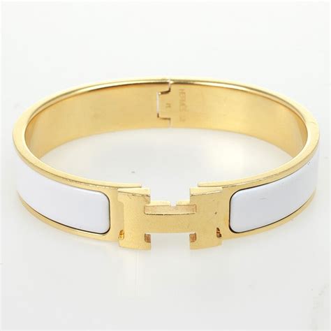 fake hermes bracelet white - faux Hermes enamel bracelets.